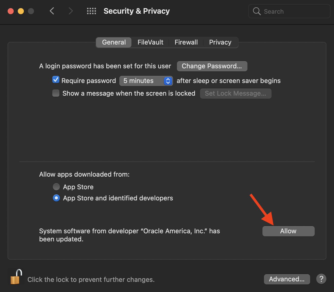 macOS security settings